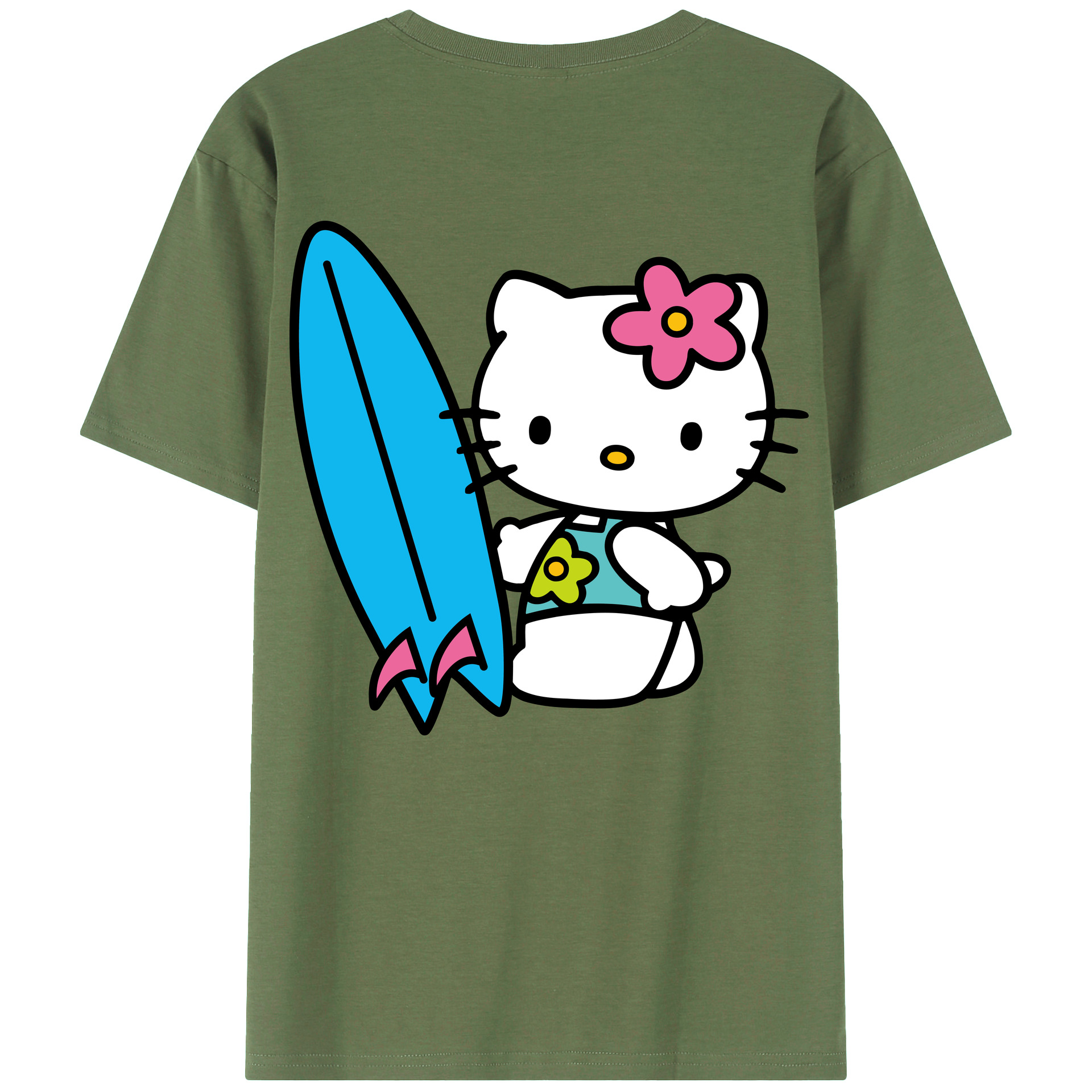 （画像用） Hello Kitty ハローキティ 綿100％ メンズ半袖Tシャツ（バックプリント） 通気性